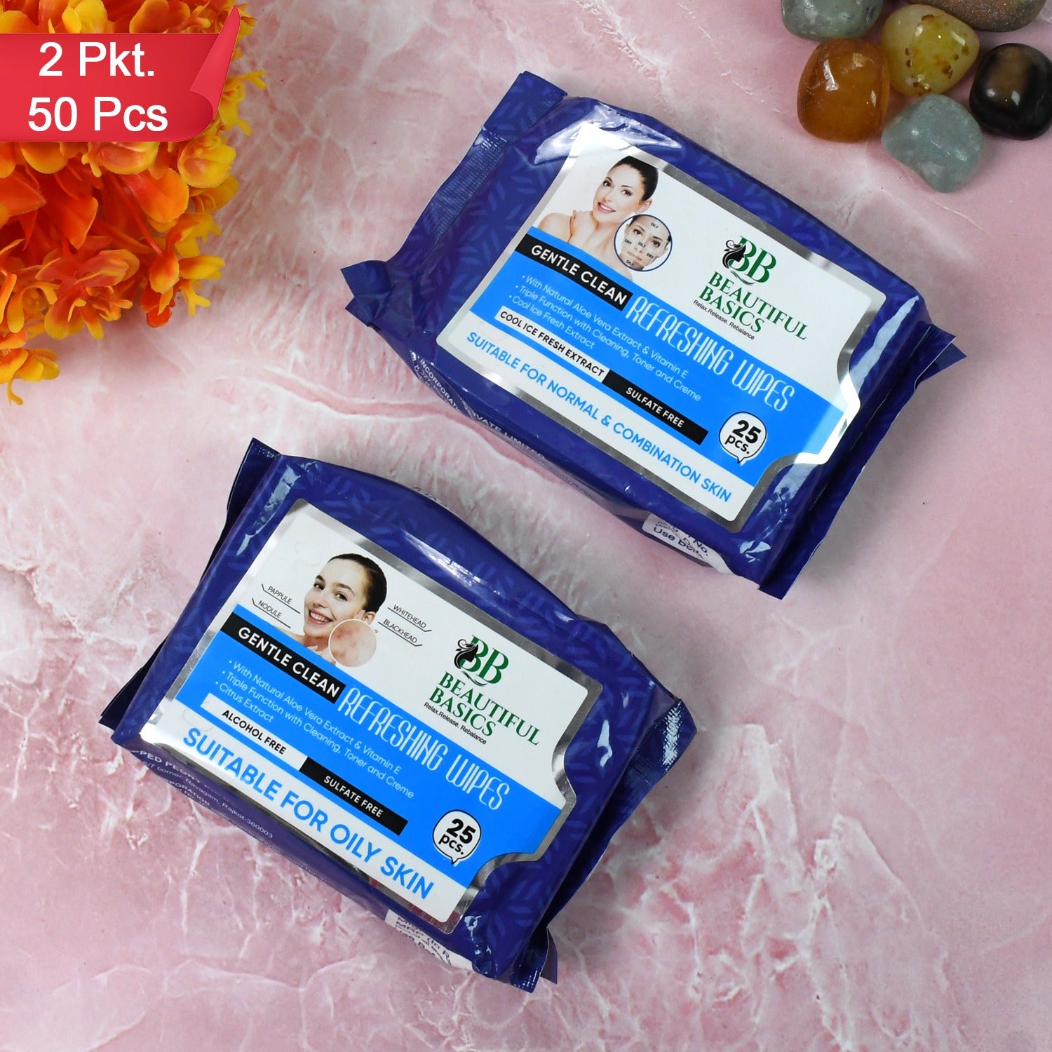 Beautiful Basics Normal  Oily Skin Face Wipes (2 Pkts X 50 Pcs Wipes) Beautiful Basics Normal  Oily Skin Face Wipes (2 Pkts X 50 Pcs Wipes)